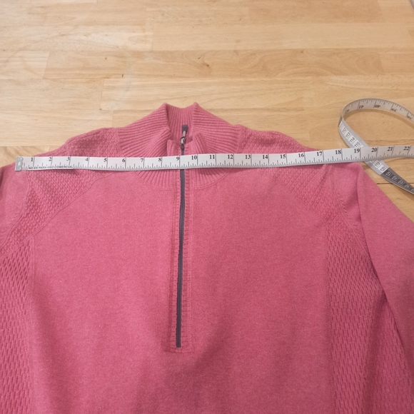 .Eddie Bauer Sweater Mens L Soft Red Quarter Zip Cable Knit Pullover Preppy - Picture 13 of 16